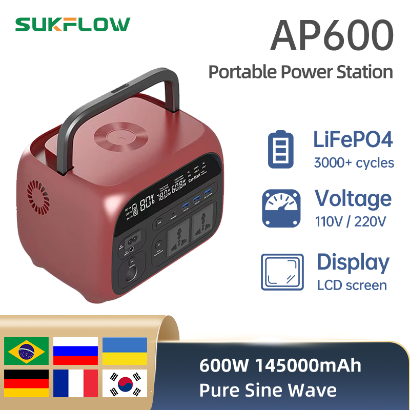 Power stations portable LiFePO4 battery 145Ah 536.5Wh 600W home outdoor camping with LCD display wireless charging - EV Globle Store