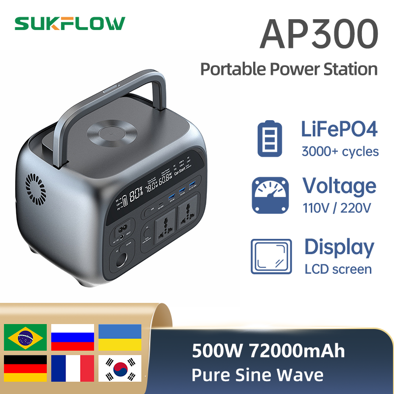 Power Stations Portable suitable camping equipment family camping LiFePO4 battery 230Wh 500W 220V - EV Globle Store