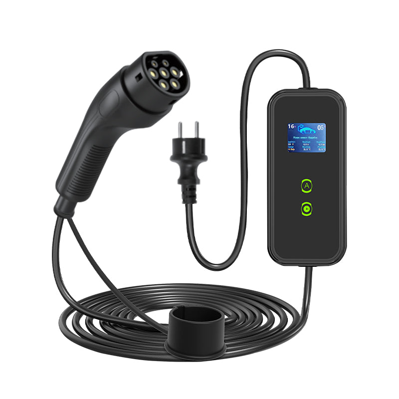 EU 16A 3.5KW Portable Electric Vehicle Charger Type2 Plug