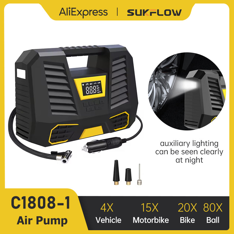 Portable Car Wireless Air Pump 12V Air Compressor with LED Light - EV Globle Store