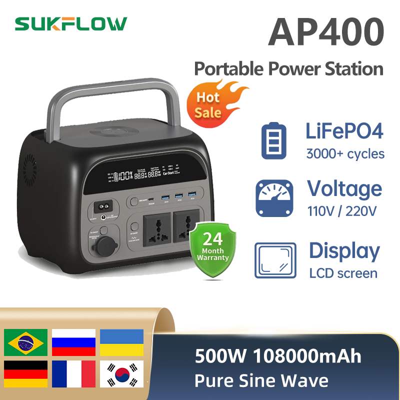 LiFePO4 battery portable power station 345Wh 500W outdoor camping AC socket RV home - EV Globle Store