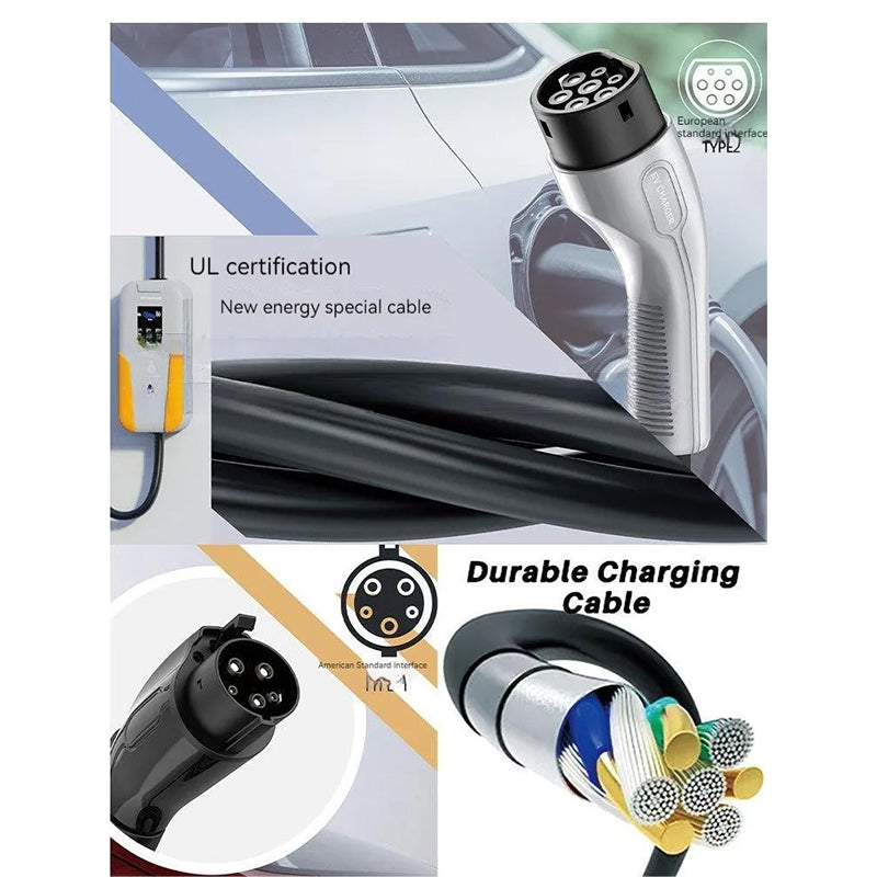 EV40A02US 40A 9.6kW Type 1 SAE J1772 Plug IP65 Waterproof Adjustable New Energy Vehicle Portable Charger