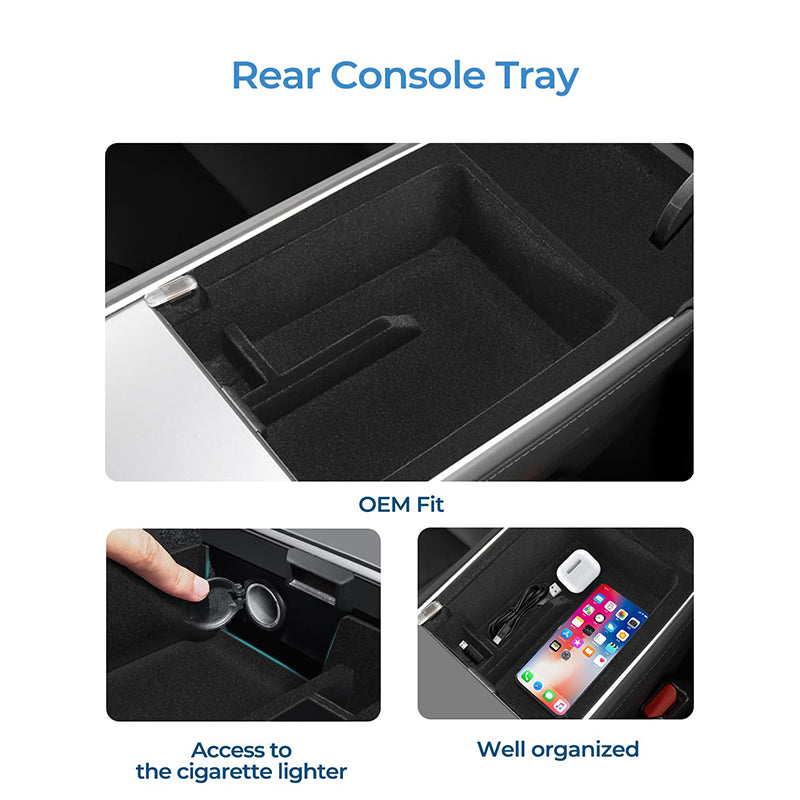 Center Console Organizer Tray  for r 2021 2022 Tesla Model 3 Model Y-Front storage box (Rear)