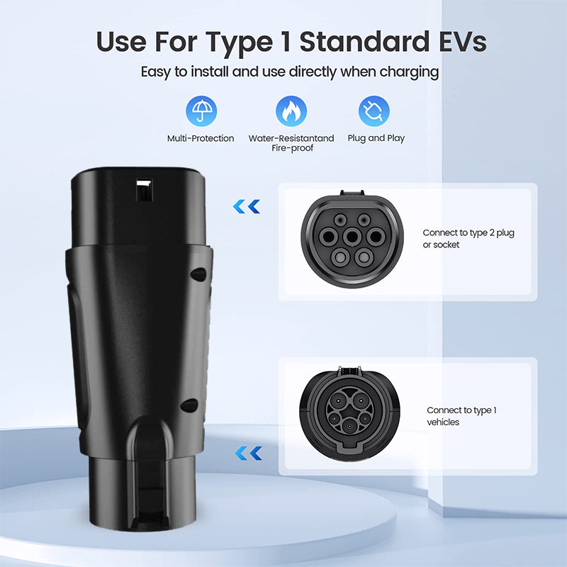 Suk-T1T2 32A Sae J1772 connector Type1 to Type2 US to European EV Electric Vehicle Charging Adapter - EV Globle Store