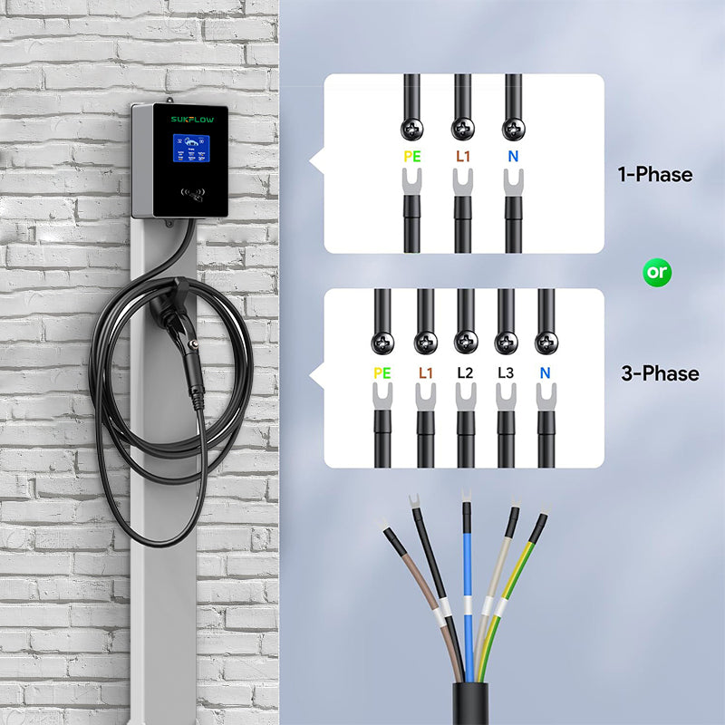 Factory OEM/ODM 32A ev charging station 7kw Type2 GB/T Plug +5M cable Fast Charging Station pile