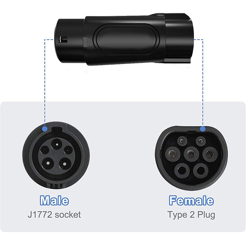 Suk-T1T2 32A Sae J1772 connector Type1 to Type2 US to European EV Electric Vehicle Charging Adapter