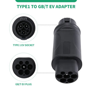 Suk-T1GB Portable 16A 32A J1772 Type 1 Male Socket to GBT Male Plug EV Adapter for GBT EV Charging on Type 1 Charger