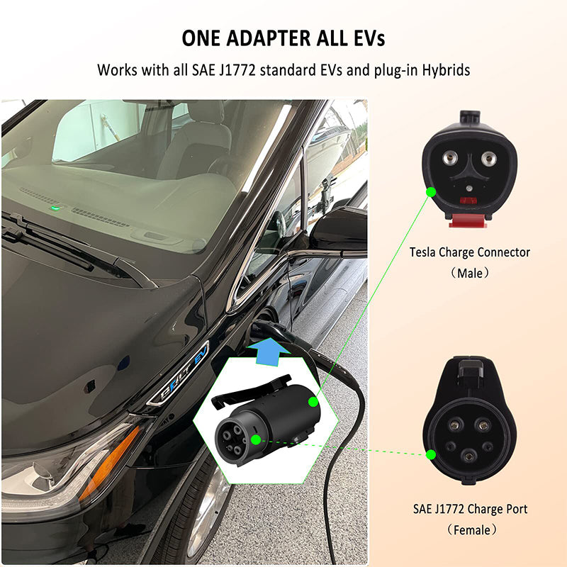 Suk-TJS1 80A Tesla To Sae J1772 Adapter Fast Charging Connector Tesla Socket Switch Adaptateur A Ev Charger Converter With Plug