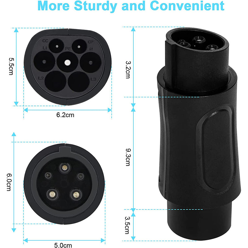 Suk-T2T1 Electric Vehicle Type 2 To Type 1 Ev Charging Adapter 16A Ev Charger Connector SAE J1772 to IEC 62196