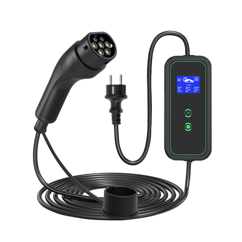 EU 32A 7.0KW Portable Electric Vehicle Charger Type 2 Plug