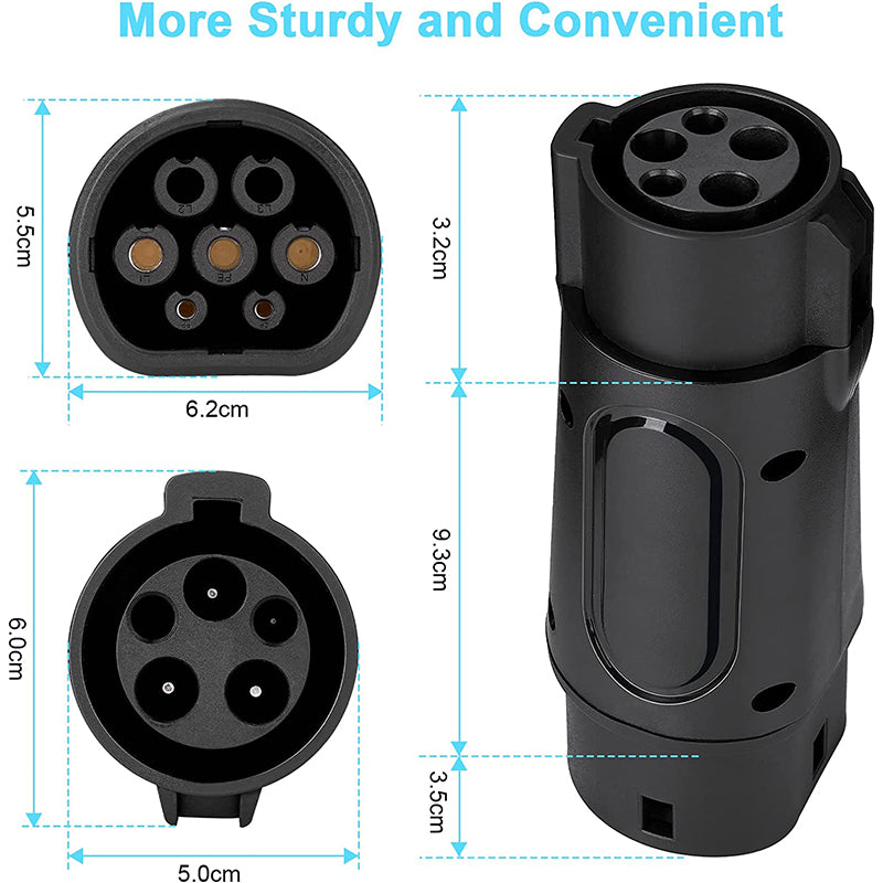 Suk-T1T2 32A Sae J1772 connector Type1 to Type2 US to European EV Electric Vehicle Charging Adapter