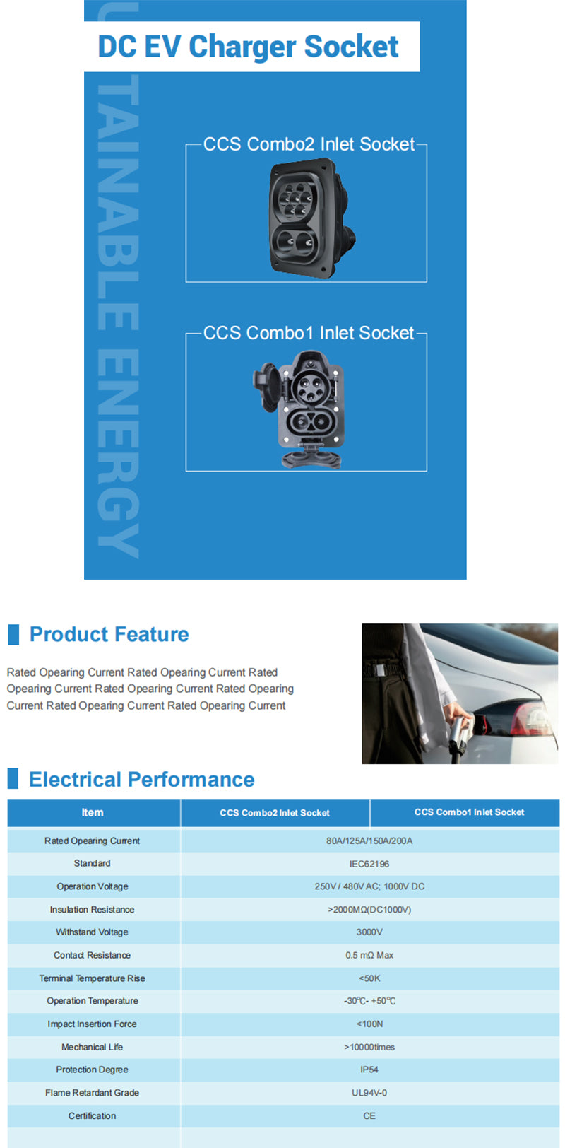 CCS Combo2 Inlet Socket JNT/ECS/DC04/80A/125A/150A/200A IEC62196 Standard