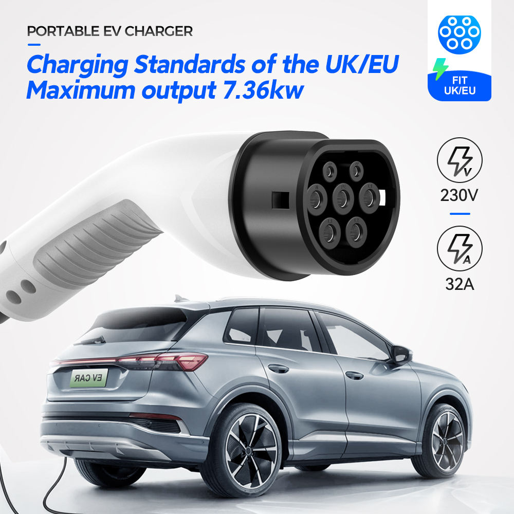 Portable EV Charger AC GBT Plug 32 7 KW Adjustable 3.5KW 7KW 32A 22 KW Fixed Current Screen Charging Station - EV Globle Store