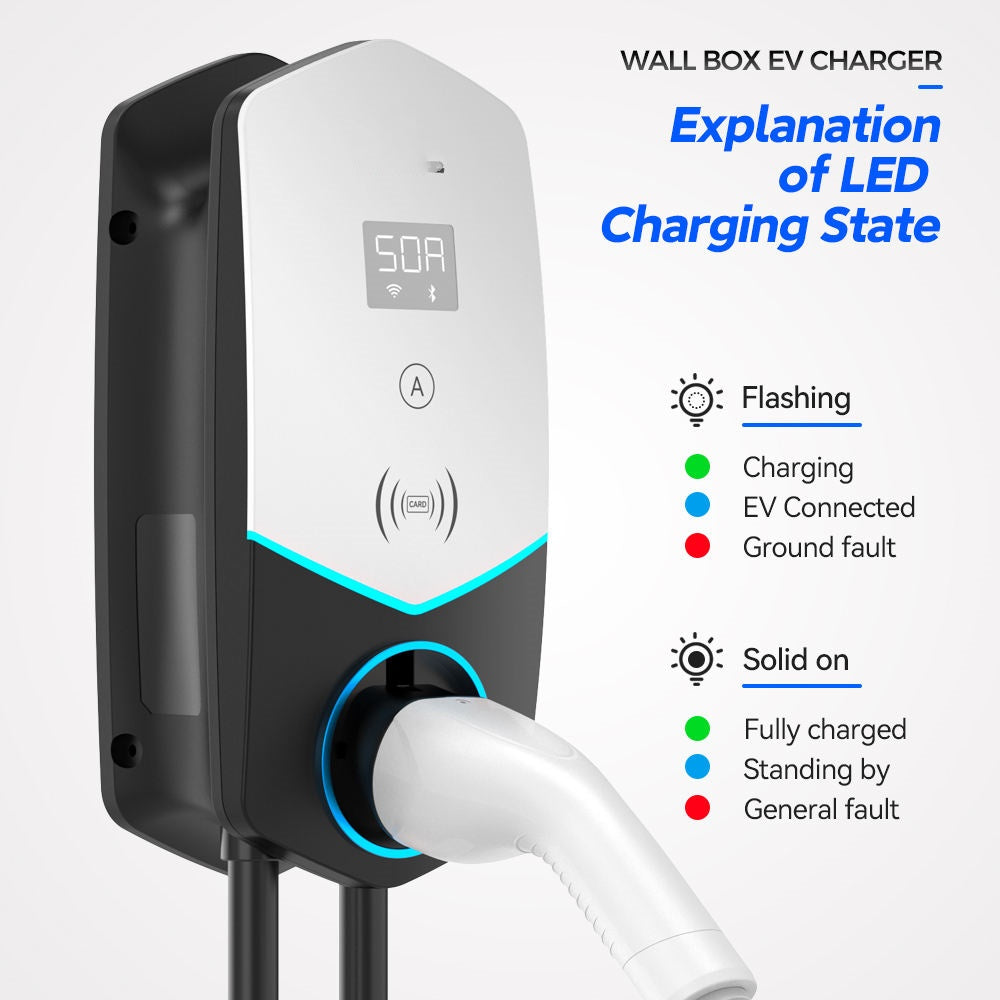 AC 32A 22kw Type 2 Wall-mounted Charging Waterproof Charging Station with WiFi App Control - EV Globle Store