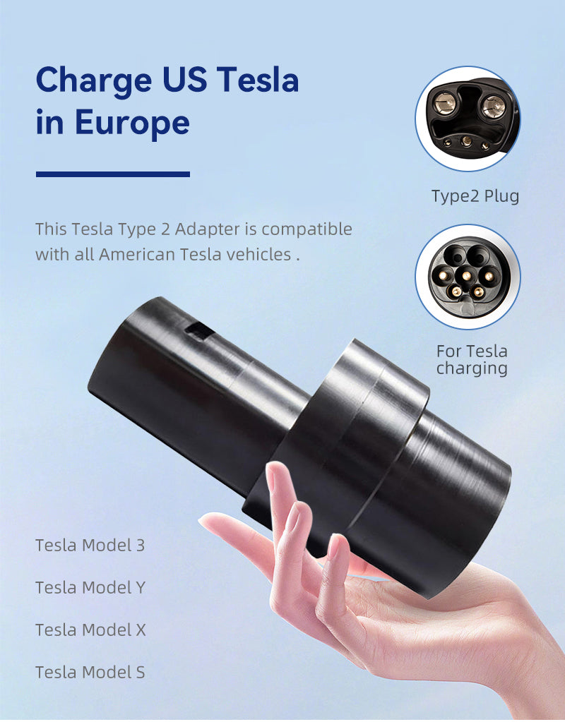 Sku-T2TS Seamless EV Charging Compatibility Tesla to Type 2 Plug Adapter