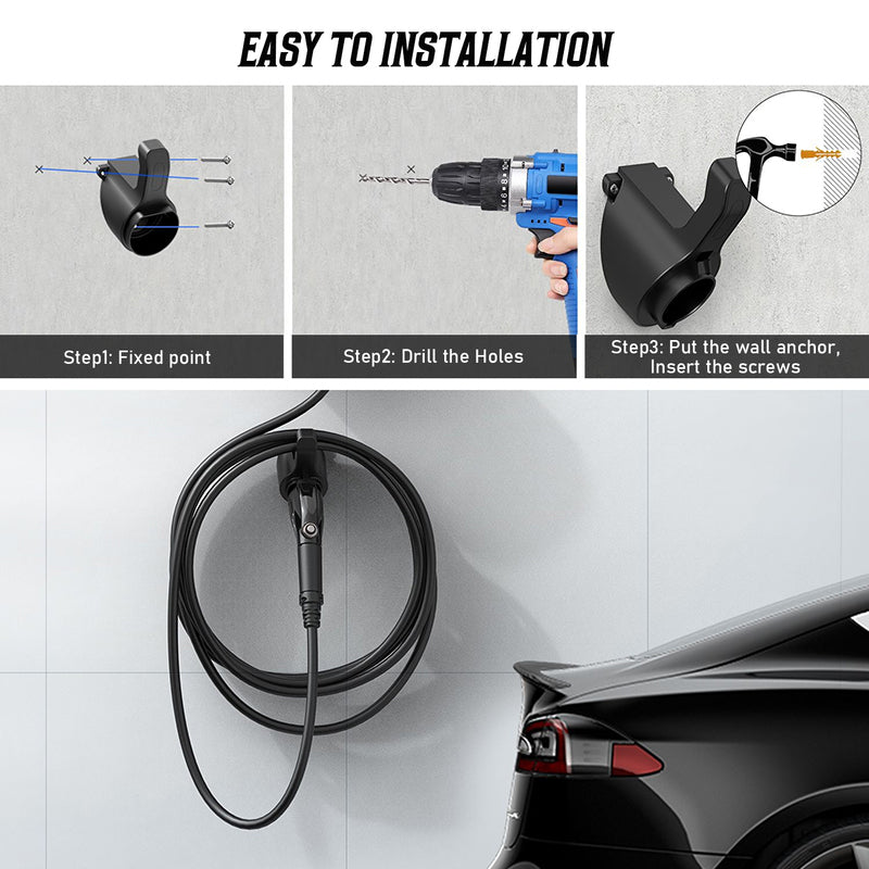 Type2 holder EU universal EV Charger Cable Holder for GB/T plug Wall-Mount EV Charging Cable hook