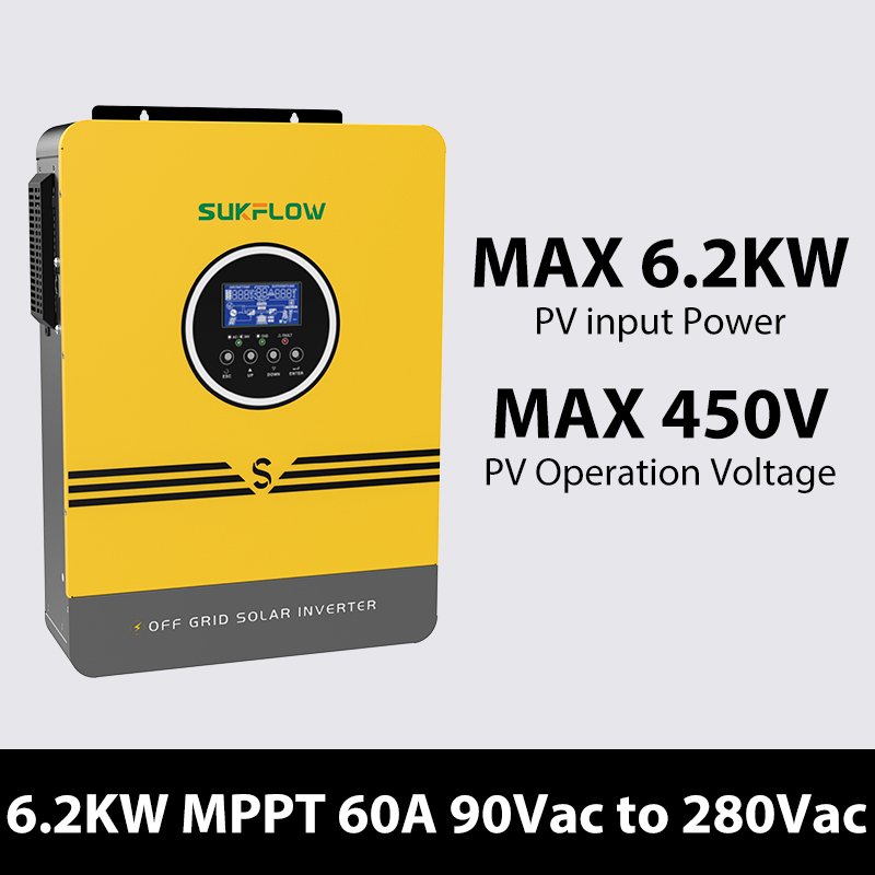 2 Off Grid Inverter 6.2KW Heavy Duty Pure Sine Wave Hybrid Solar System for Industrial Use