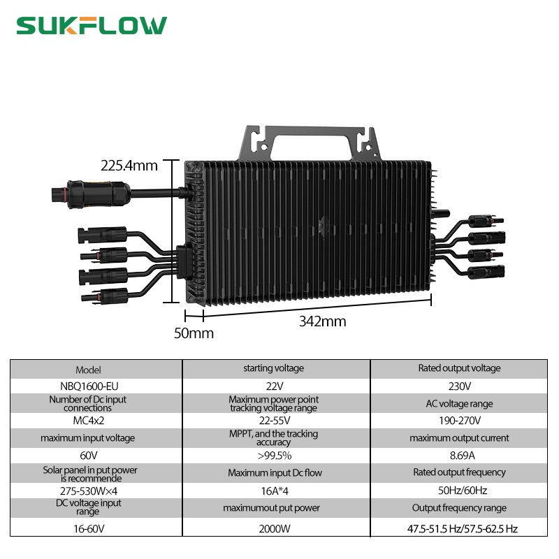 1600W SUKFLOW Efficient Cooling Micro Inverter Non-stop Stable Output