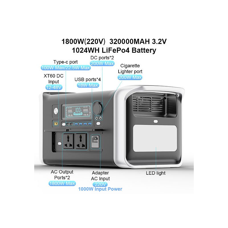 SUKFLOW 1000W Portable Power Station With Solar Input For Home Backup