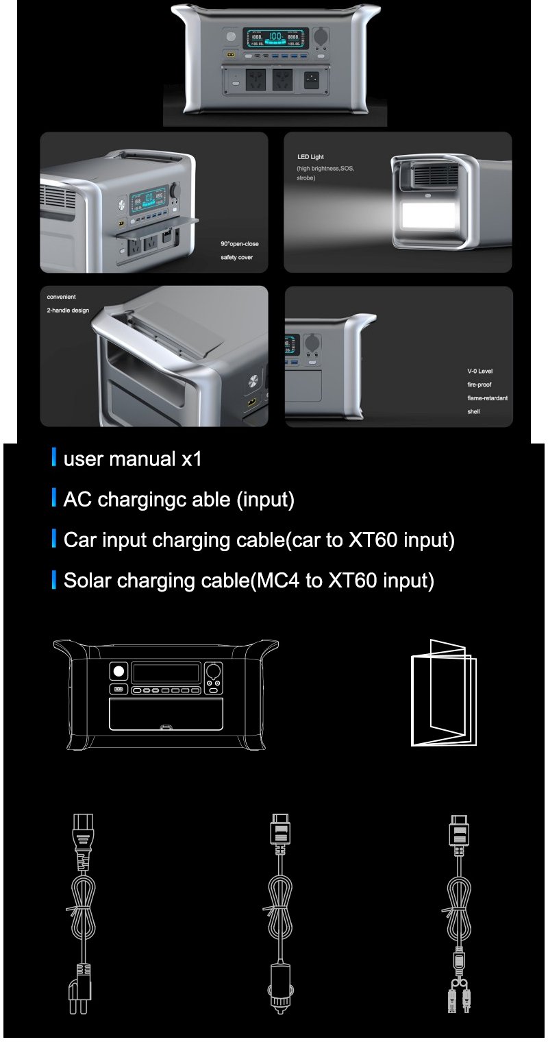 SUKFLOW 1000W Portable Power Station With Solar Input For Home Backup